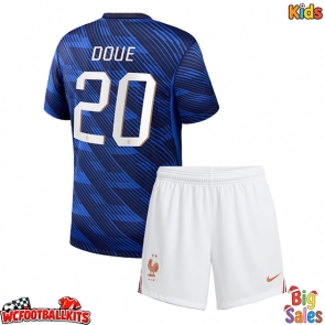 France Desire Doue #20 Replica Home Stadium Kit for Kids World Cup 2026 Short Sleeve (+ pants)